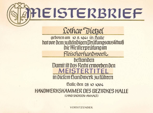 Meisterbrief Lothar